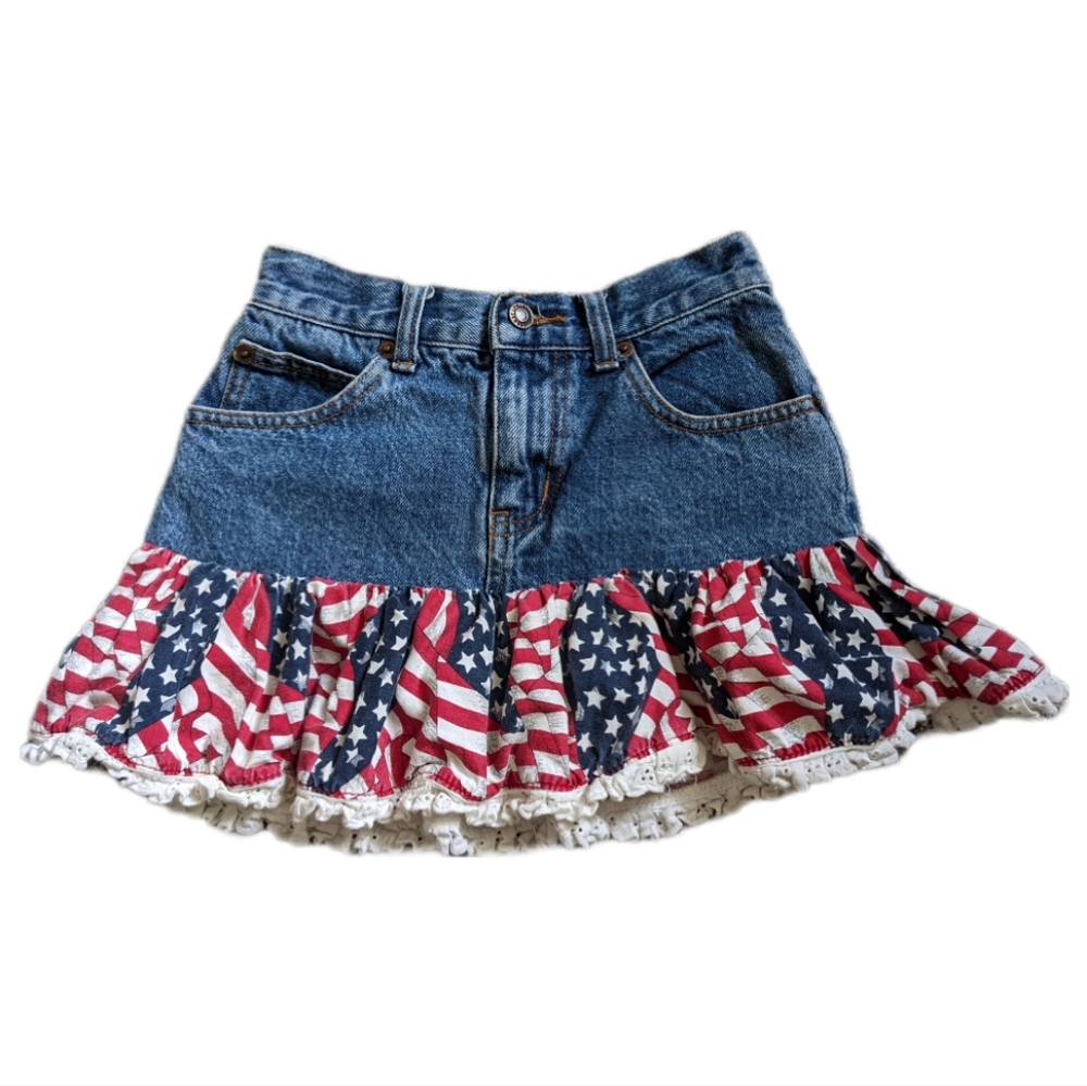 Kiddie Korral Patriotic Jean Skirt